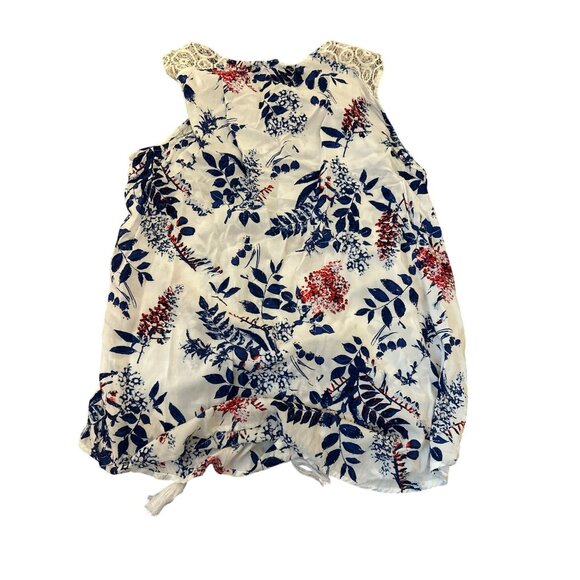 Relativity Womens L Floral Sleeveless Top Lace Tassel Red White Blue 4th of July - Picture 5 of 5